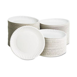 AJM 9 Inch White Paper Plates 10 100ct Bags